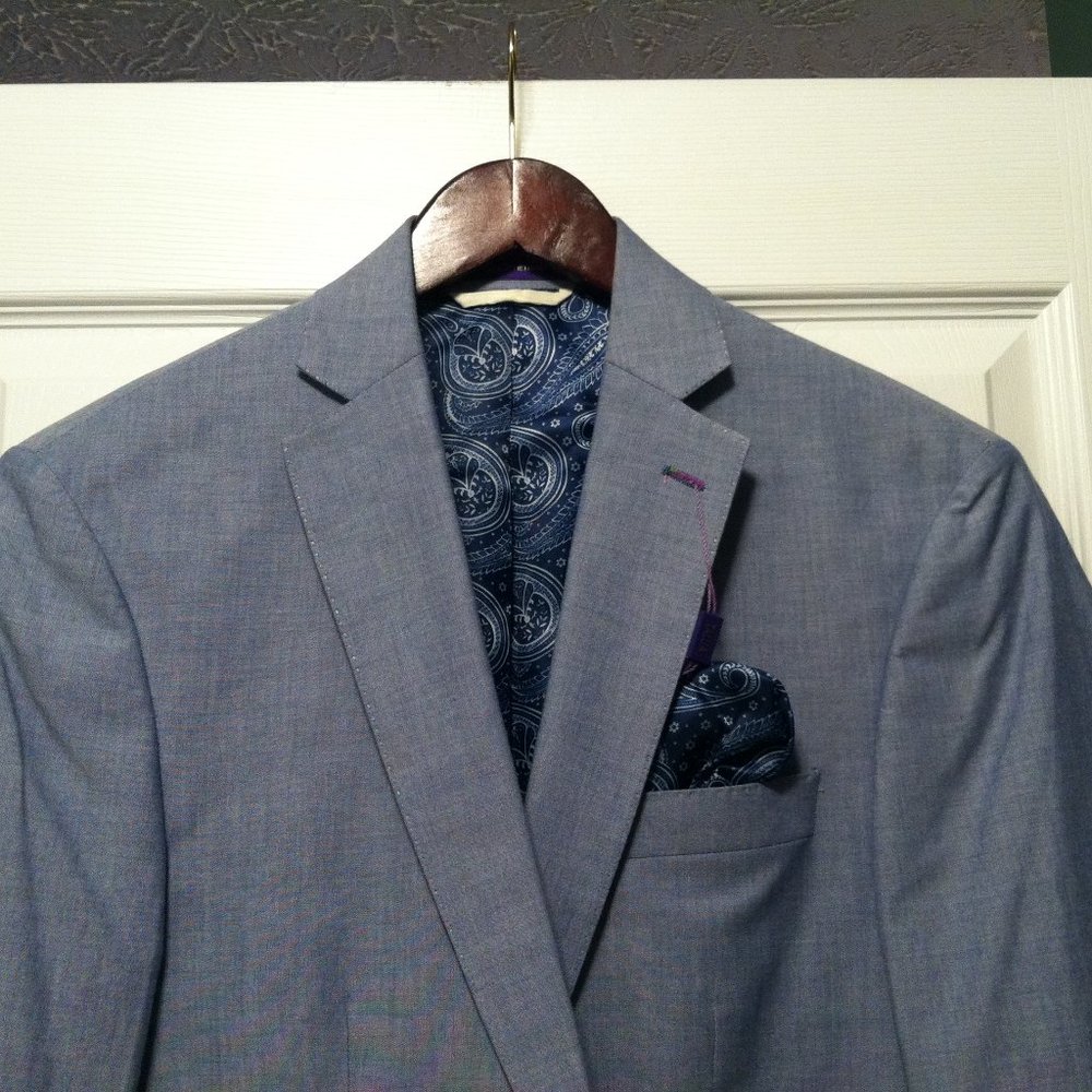 TALLIA MENS NEW LIGHT BLUE 100%COTTON SPORT JACKET COAT SIZE: SMALL